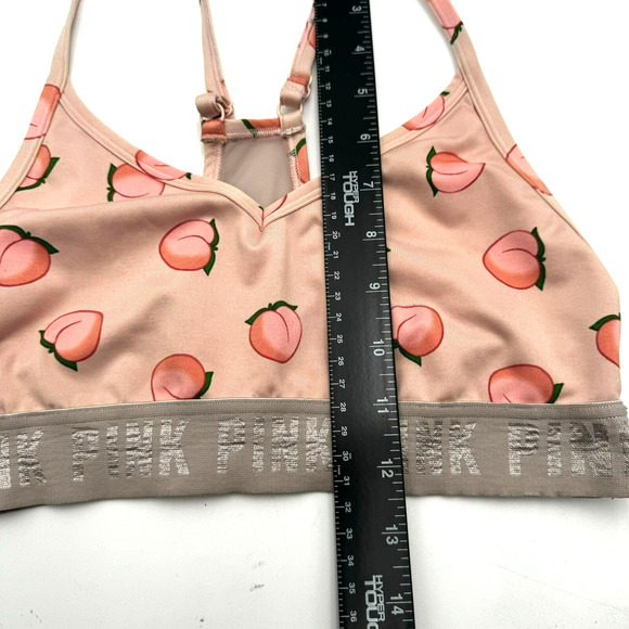 VICTORIA'S SECRET Small Pink Ultimate Peach Emoji Sports Bra Adjustable Straps - Picture 3 of 4